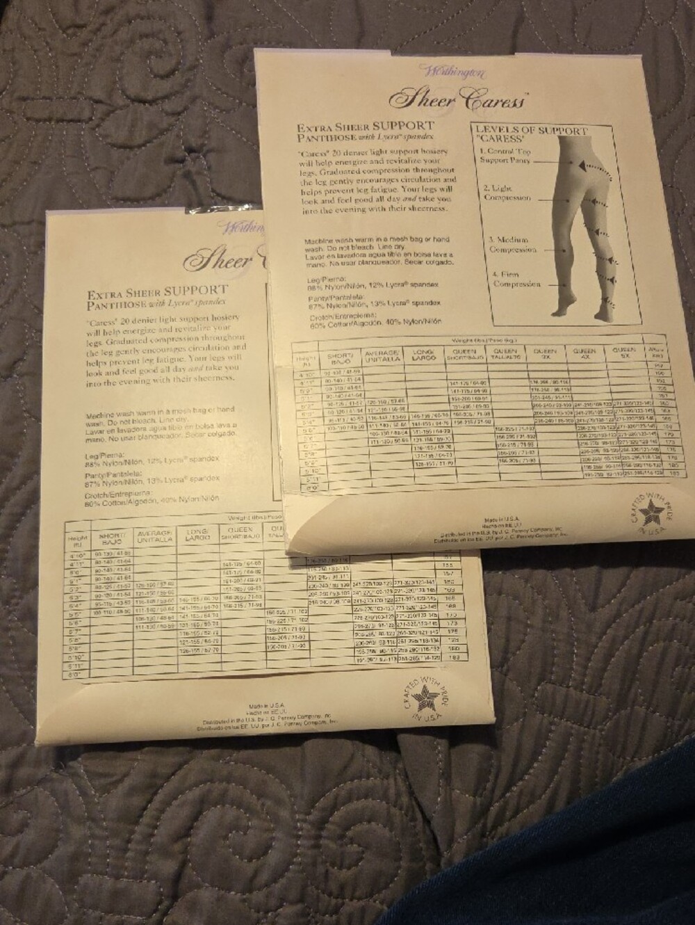 Sheer Caress Extra Sheer Support Pantyhose in Bone/White (2) Queen Tall - Picture 3 of 3